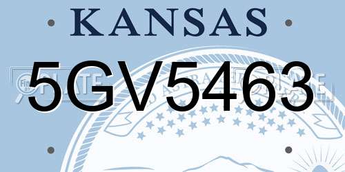 5GV5463 Kansas License Plate