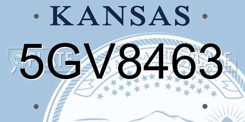 5GV8463 Kansas License Plate