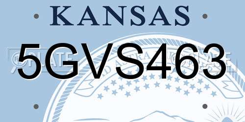 5GVS463 Kansas License Plate