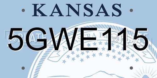 5GWE115 Kansas License Plate