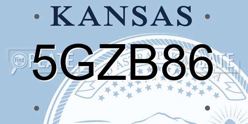 5GZB86 Kansas License Plate