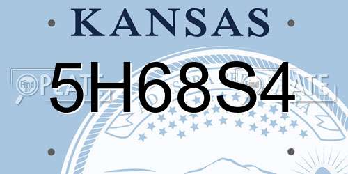 5H68S4 Kansas License Plate