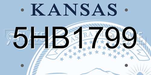 5HB1799 Kansas License Plate
