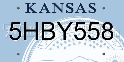 5HBY558 Kansas License Plate
