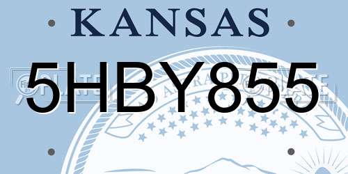 5HBY855 Kansas License Plate