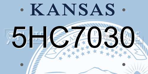 5HC7030 Kansas License Plate
