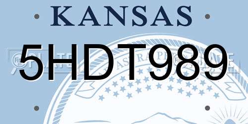 5HDT989 Kansas License Plate