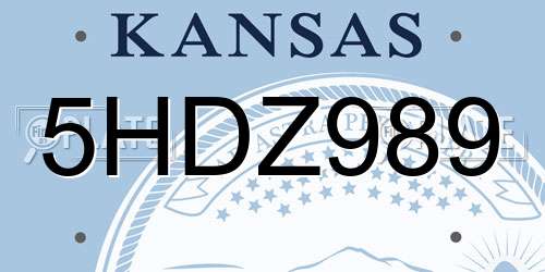 5HDZ989 Kansas License Plate
