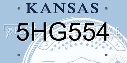 5HG554 Kansas License Plate