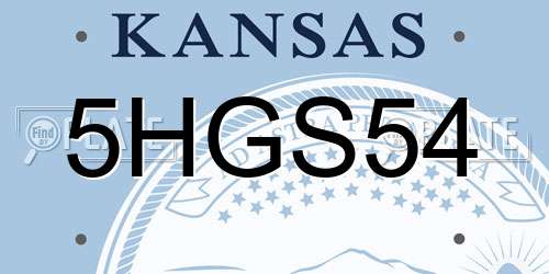5HGS54 Kansas License Plate