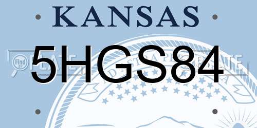 5HGS84 Kansas License Plate