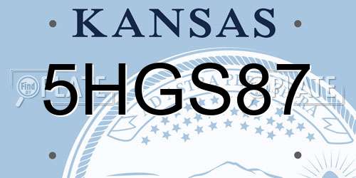 5HGS87 Kansas License Plate