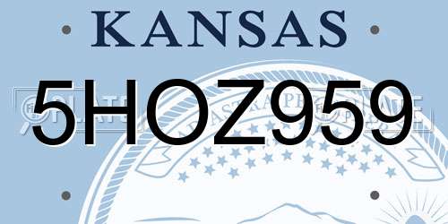 5HOZ959 Kansas License Plate