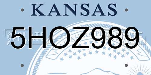 5HOZ989 Kansas License Plate