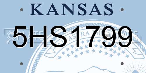 5HS1799 Kansas License Plate