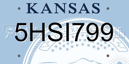 5HSI799 Kansas License Plate