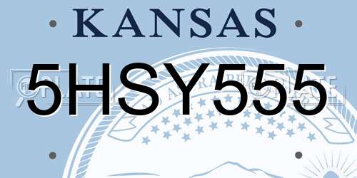 5HSY555 Kansas License Plate