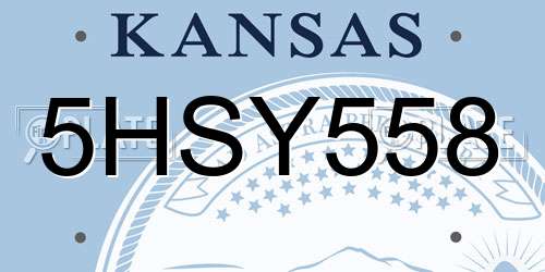 5HSY558 Kansas License Plate