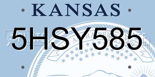 5HSY585 Kansas License Plate