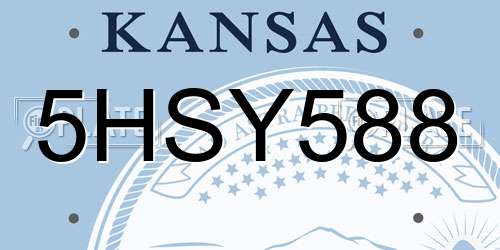 5HSY588 Kansas License Plate