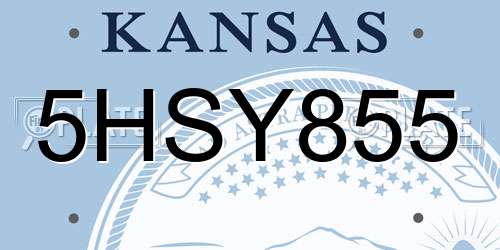 5HSY855 Kansas License Plate