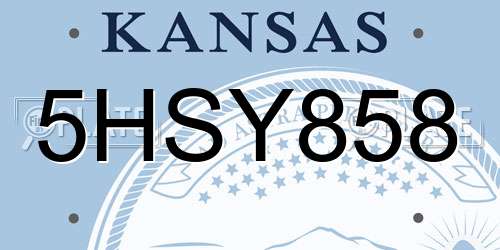 5HSY858 Kansas License Plate