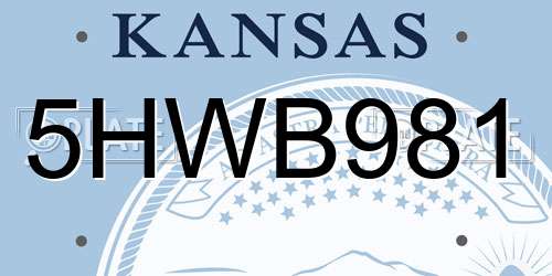 5HWB981 Kansas License Plate