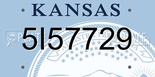 5I57729 Kansas License Plate