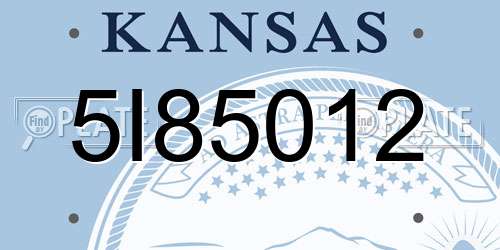 5I85012 Kansas License Plate
