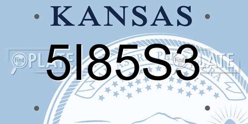 5I85S3 Kansas License Plate