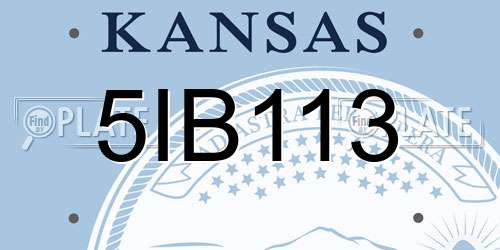 5IB113 Kansas License Plate
