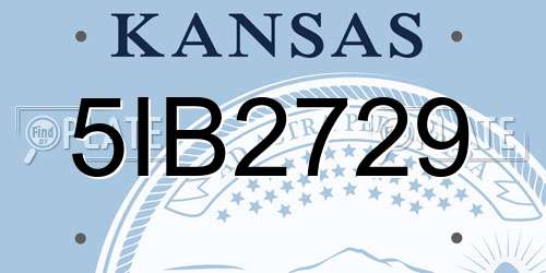 5IB2729 Kansas License Plate