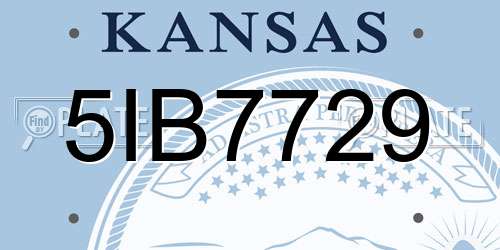 5IB7729 Kansas License Plate