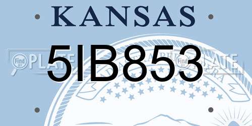 5IB853 Kansas License Plate
