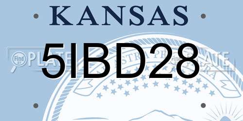 5IBD28 Kansas License Plate