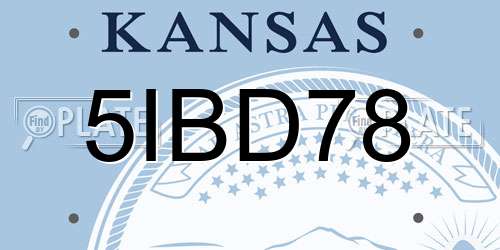 5IBD78 Kansas License Plate