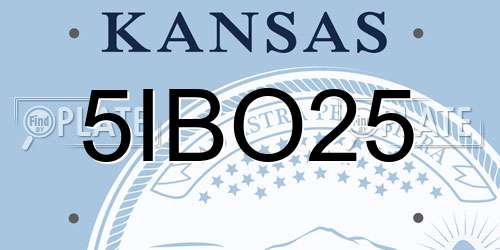 5IBO25 Kansas License Plate