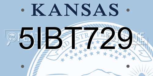 5IBT729 Kansas License Plate