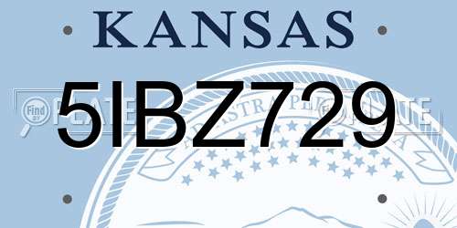 5IBZ729 Kansas License Plate