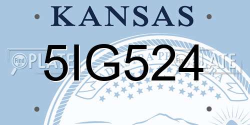 5IG524 Kansas License Plate