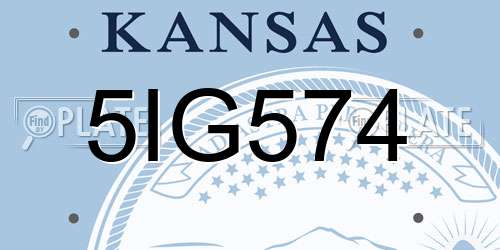 5IG574 Kansas License Plate