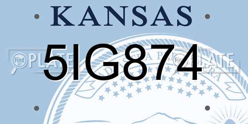 5IG874 Kansas License Plate