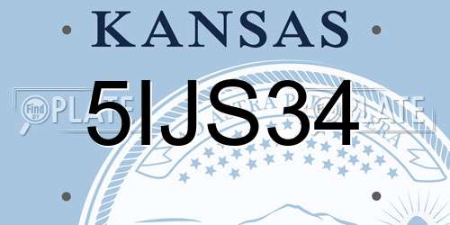5IJS34 Kansas License Plate