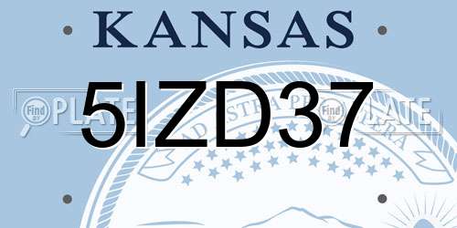 5IZD37 Kansas License Plate