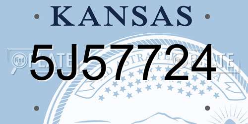 5J57724 Kansas License Plate