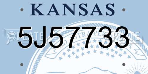 5J57733 Kansas License Plate