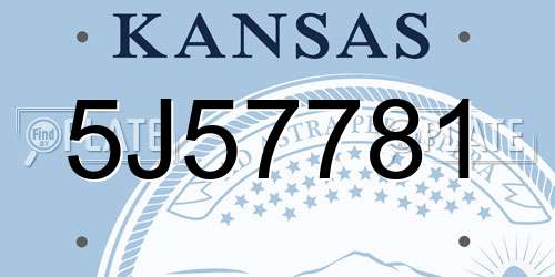 5J57781 Kansas License Plate
