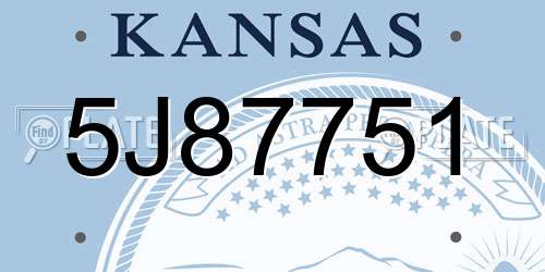 5J87751 Kansas License Plate