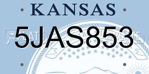 5JAS853 Kansas License Plate