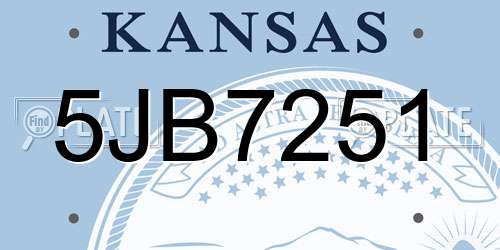 5JB7251 Kansas License Plate
